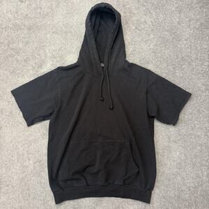 Angel Cola Hoodie Mens Medium Black Short Sleeve Fleece Kangaroo Pocket USA